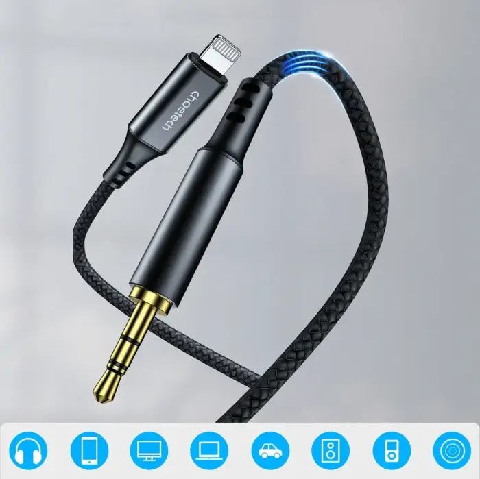 Choetech AUX007 Lighting | mini jack 3.5mm cable 1 m - black Foto 2