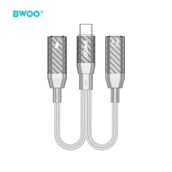 BWOO 2 in 1 Adapter  2 Type C ports to 3.5MM Jack BZ68 Фото num