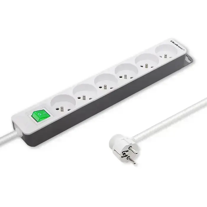 Qoltec Power strip | 6 sockets | 1.8m | White-grey Photo