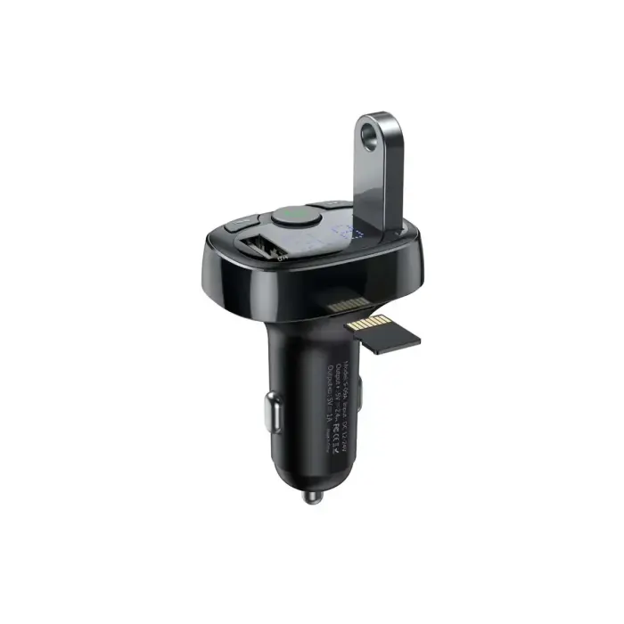 Baseus FM Transmitter T typed Bluetooth 2xUSB microSD (Black) Фото num