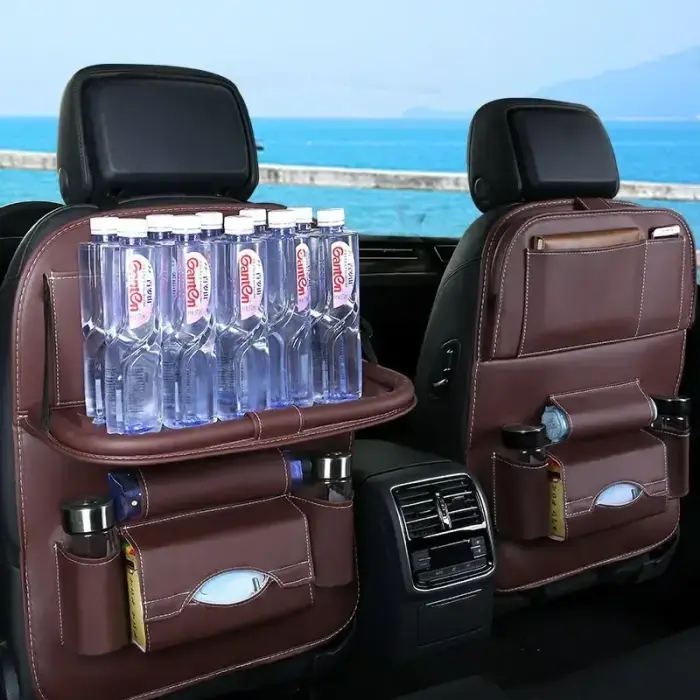 Car seat organizer seat protector seat cover shelf mini car table black Foto 6