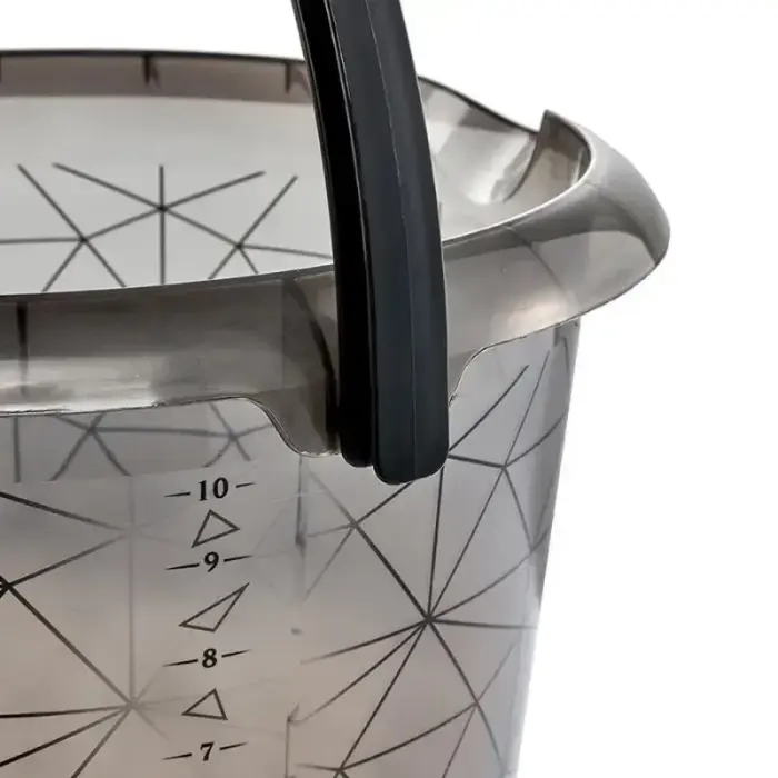 Ведро deco 10L Ilvie "Polygon" Ø30x28cm прозрачное серое Фото num