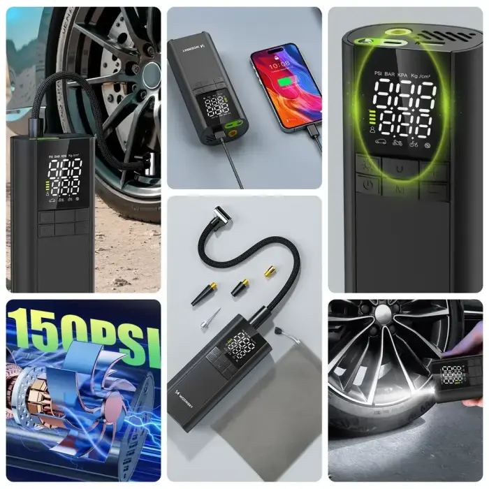 Wozinsky WPEP-8000 compressor, electric pump, 8000mAh power bank, flashlight - black Foto 9