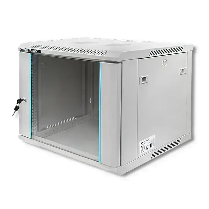 Qoltec RACK Cabinet 19" | 9U | 600 x 500 x 600 | Tempered doors | Hanging | Steel case | Lock | Grey Фото num