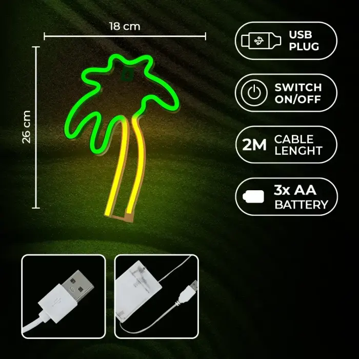 Neon LED Light PALM green orange NNE04 Neolia Photo