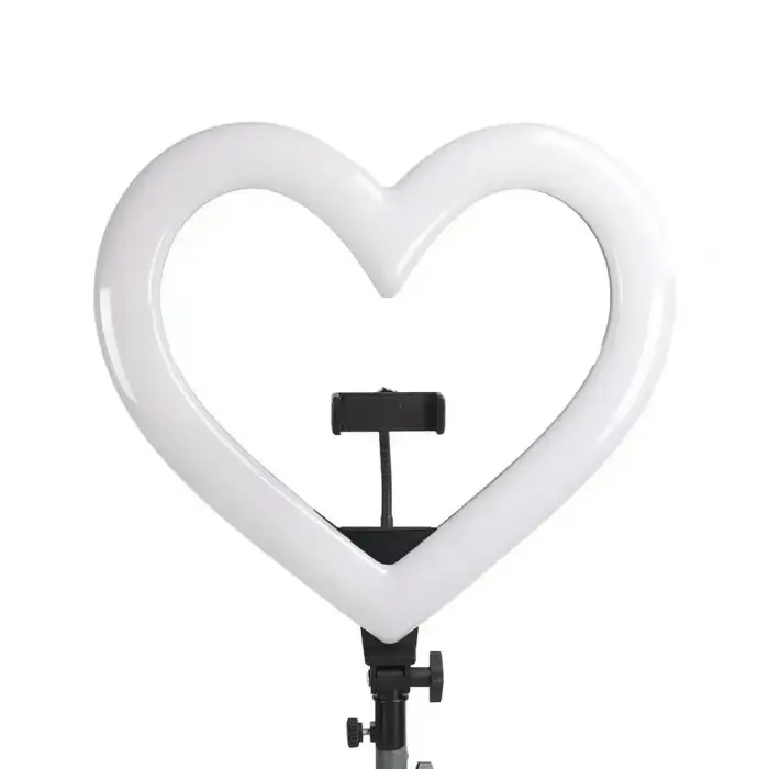 LED Ring Stream RGB lamp 10" with holder for mobile HEART + tripod JM26-10 black Фото num