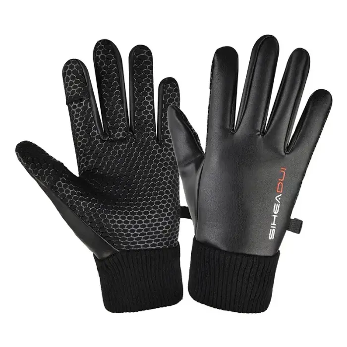 Men's insulated, anti-slip telephone gloves - black Foto 2