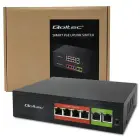 Qoltec FAST Ethernet PoE SWITCH | 4x RJ45 PoE | 2x RJ45 Uplink | 65W | 10/100 Mb/s Photo