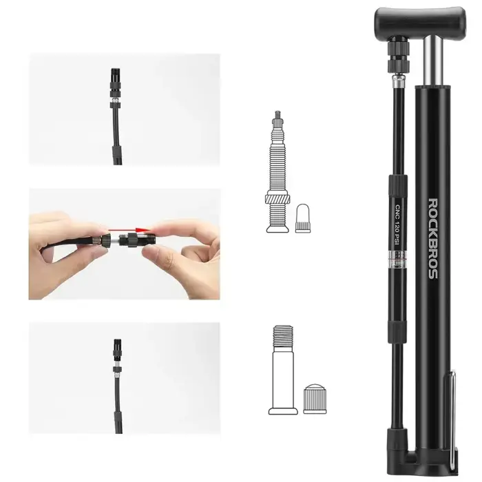 Rockbros 42322821001 floor bicycle pump - black Photo