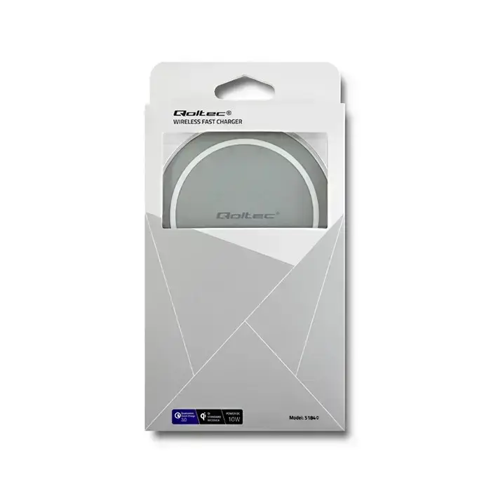 Qoltec Induction Wireless Charger RING | Qualcomm QuickCharge 3.0 | 10W | grey Photo