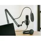 Fusion Studio USB Microphone | Podcasts | Streaming | Voice Recording + regulating Stand, Pop Filter | black Photo