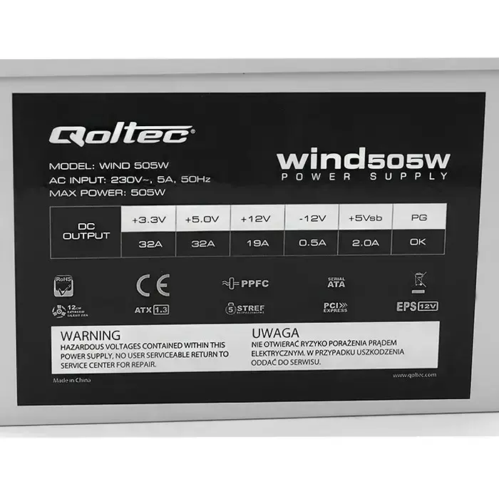 Qoltec ATX power supply Wind 505W Photo