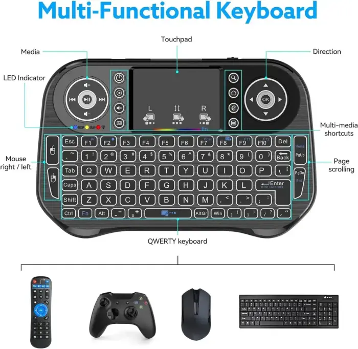 Fusion Rainbow compact wireless keyboard with touchpad and colorful backlit for Android | iOS | TV | PC  Photo