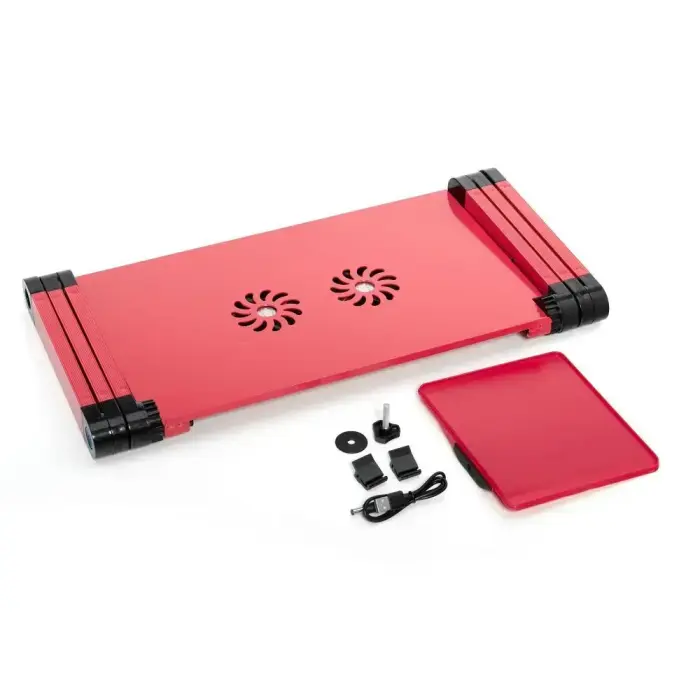 Desk for laptop uniwersal adjustable with cooling YL-803 red Foto 5