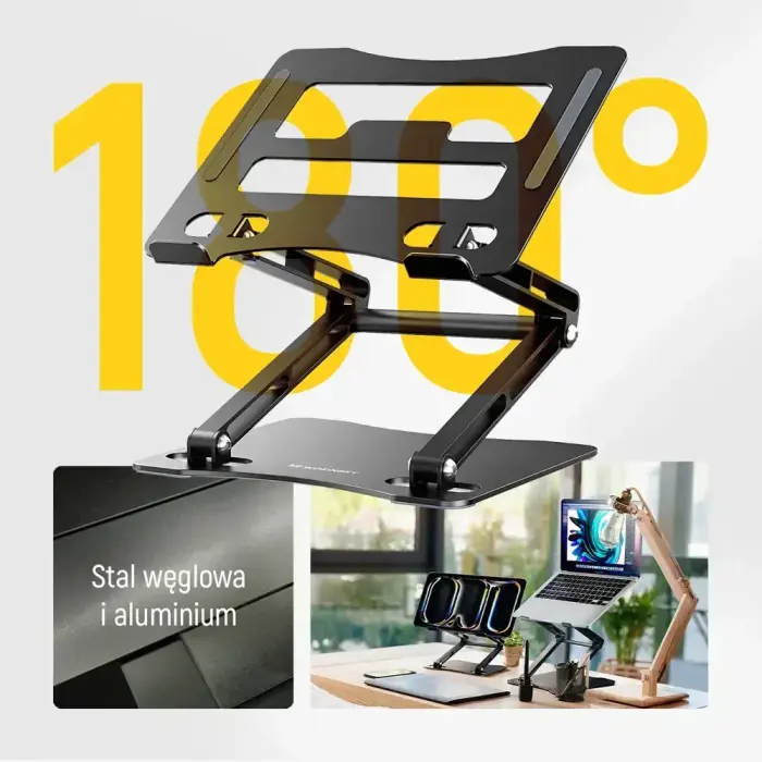 Wozinsky WRS-CPY75DSB Aluminum Laptop and Tablet Stand + Free Smartphone Stand - Black Фото num