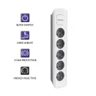Qoltec Power strip | 5 sockets | 1.8m | White-grey Foto 4