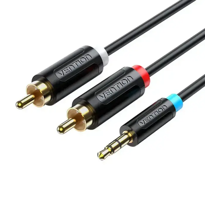 Cable Audio Adapter 3.5mm Male to 2x Male RCA Vention BCLBK 8m Black Foto 1