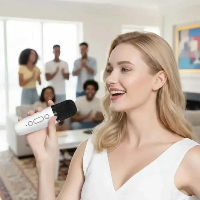 Blavec Portable Bluetooth Speaker WS-07 Karaoke Party - 5W with 2 microphones (WS07-2MW) white Фото num