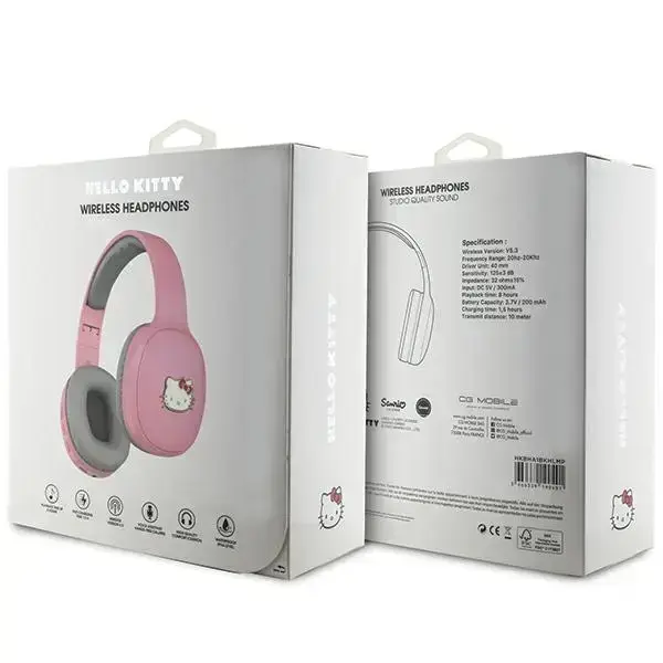 Hello Kitty słuchawki nauszne Bluetooth HKBHA1BKHLMP różowe|pink Metal Logo Foto 4