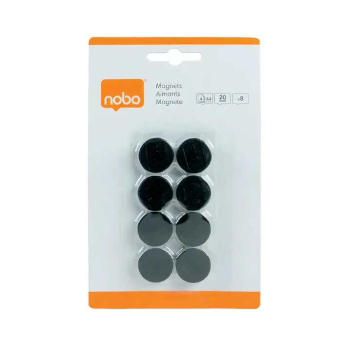 Tāfeles magnēti NOBO, 20 mm, 8 gab., melnā krāsā Фото num