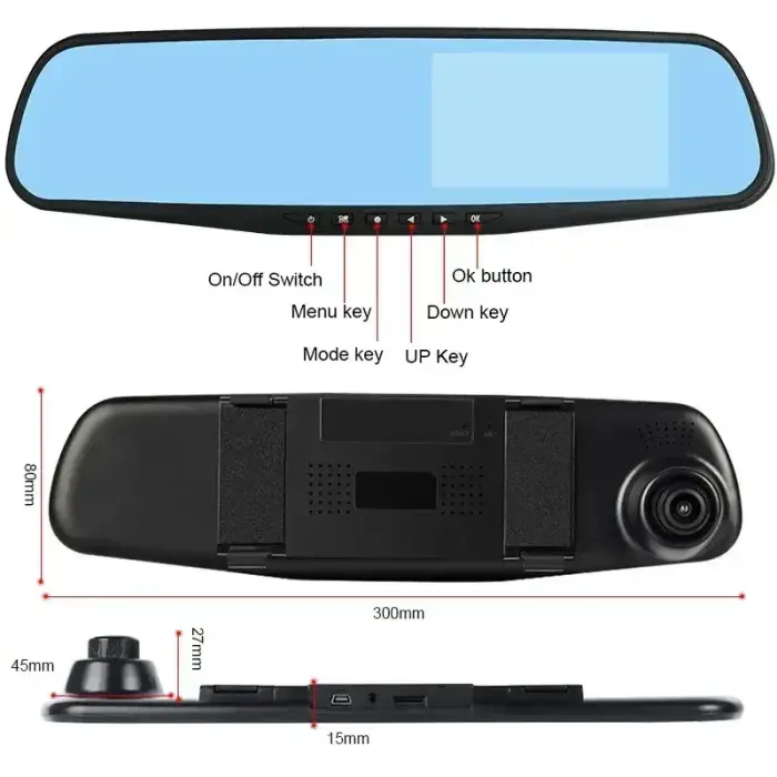 Car Dash Cam DVR-01 Mirror 4,0 inches + rear camera Photo