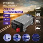 Qoltec Pure Sine Wave Inverter | 12V to 230V | 1000/2000W | LCD | USB | USC-C | Compatible with LiFePO4 GEL AGM  Foto 2
