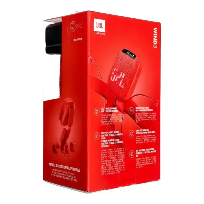 Wireless speaker JBL Wind 3 with handlebar holder red Photo