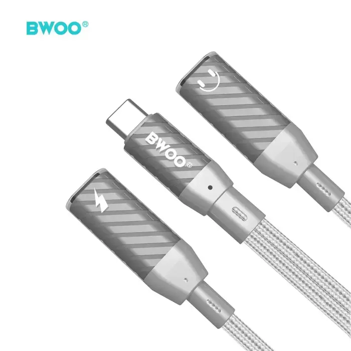 BWOO 2 in 1 Adapter  2 Type C ports to 3.5MM Jack BZ68 Фото num