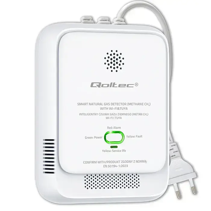 Qoltec Certified Natural Gas Leak Sensor | CH4 detector | NG | Tuya | Wi-Fi | 85dB alarm | LED  Фото num