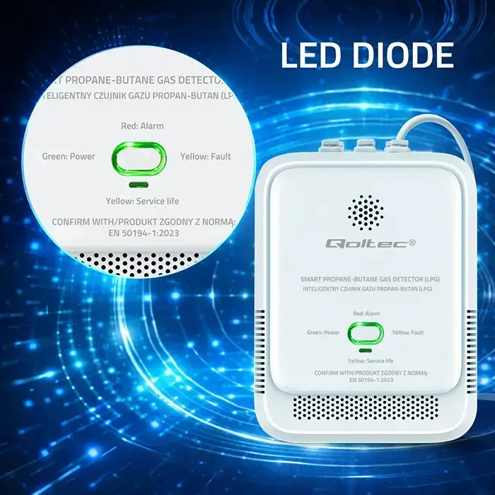 Qoltec Certified Propane-Butane Gas Leak Sensor | LPG detector | 85dB alarm | LED Фото num