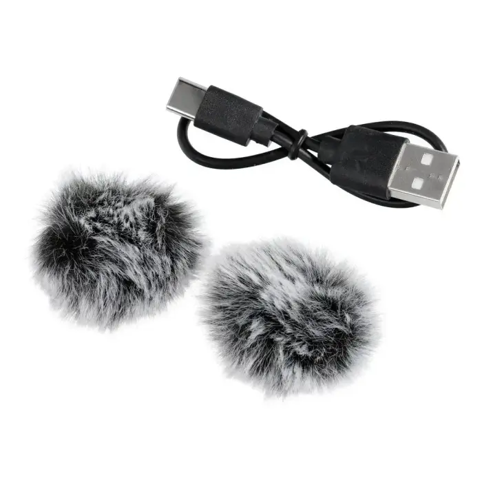 Wireless lavalier microphone Lightning double with long hair (2 in set) K1 black Photo