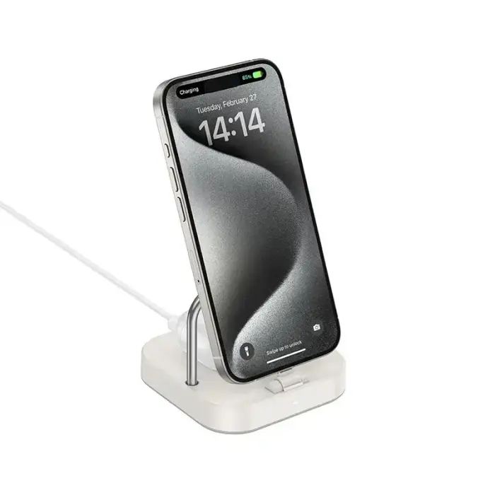 Desktop charger Hoco 2in1 USB C PD QC 3A 30W + wireless charging 5W CQ16B milky white Фото num