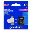 GOODRAM Memory MicroSD Card All in one - 16GB with adapter UHS I CLASS 10 100MB/s + reader Photo