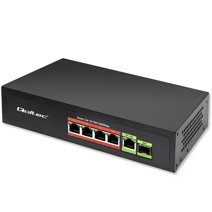 Qoltec FAST Ethernet PoE SWITCH 4x RJ45 PoE 1x RJ45 Uplink 1x SFP | 65W | 1000 Mb Foto 19