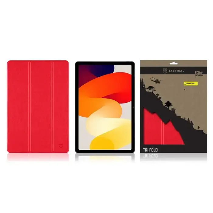 Tactical Book Tri Fold Case for Xiaomi Redmi Pad SE Red Фото num