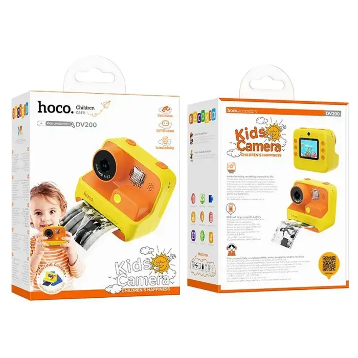 Digital kids camera with printer Hoco 1MP 2,0" HD Ready DV200 yellow Фото num