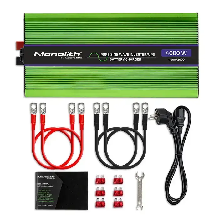 Qoltec Pure Sine Wave Inverter Monolith | battery charger | UPS | 2000W | 4000W | 12V to 230V | LCD Foto 6