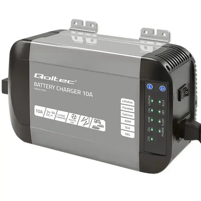Qoltec Smart Monolith charger for LiFePO4 AGM GEL SLA batteries | 10A | 24V Photo