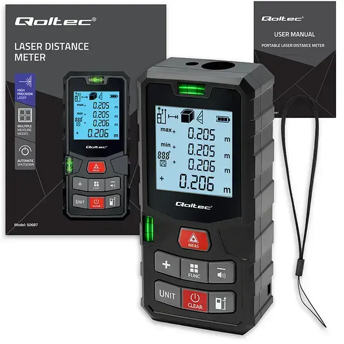 Qoltec High-Precision Laser Distance Meter with Bubble Level | LCD with backlight | 50m Foto 34