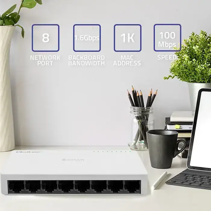 Qoltec Network SWITCH | 8 x RJ45 port | 100Mbps | Fast Ethernet | LAN Фото num