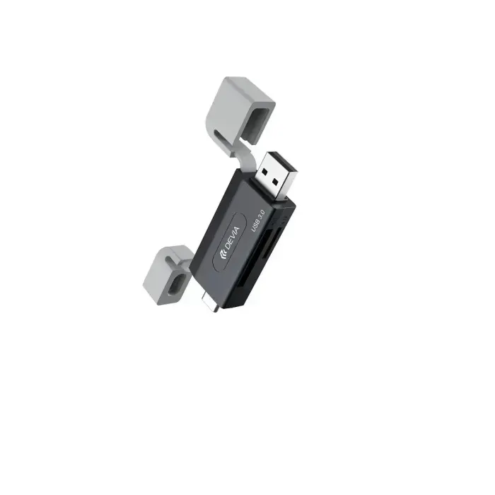 Devia card reader 2in1 EL240 USB/USB-C 3.0 black Foto 1