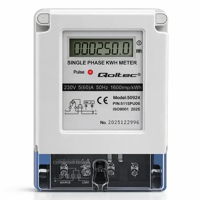 Qoltec Single-phase electronic meter | Energy consumption meter | 230V | 5(60)A | LCD Photo