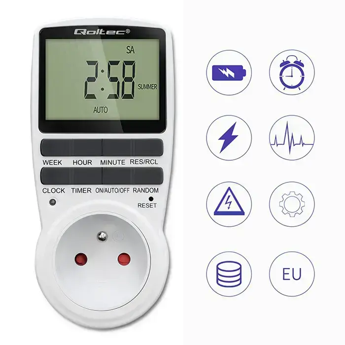 Qoltec Electronic Timer PC0628 | 3680W | 16A | LCD Фото num