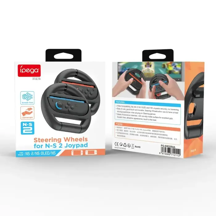 iPega SW2054 Racing Wheel for JoyCon Controllers Nintendo Switch 2 Black Photo