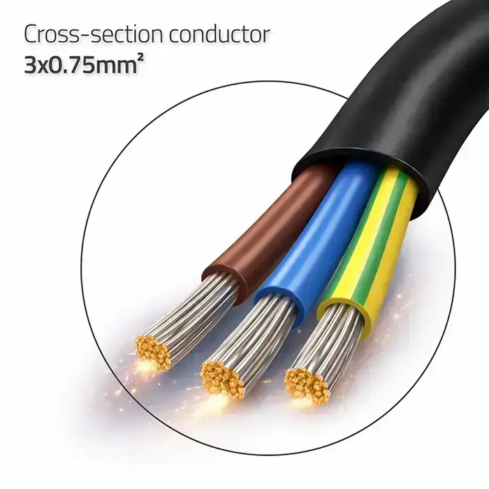 Qoltec IEC C13 Power cable | stripped and soldered | Pure copper Cu | 3x0.75mm² | 0.5m Фото num