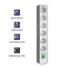 Qoltec Power strip | 6 sockets | 1.8m | White-grey Photo