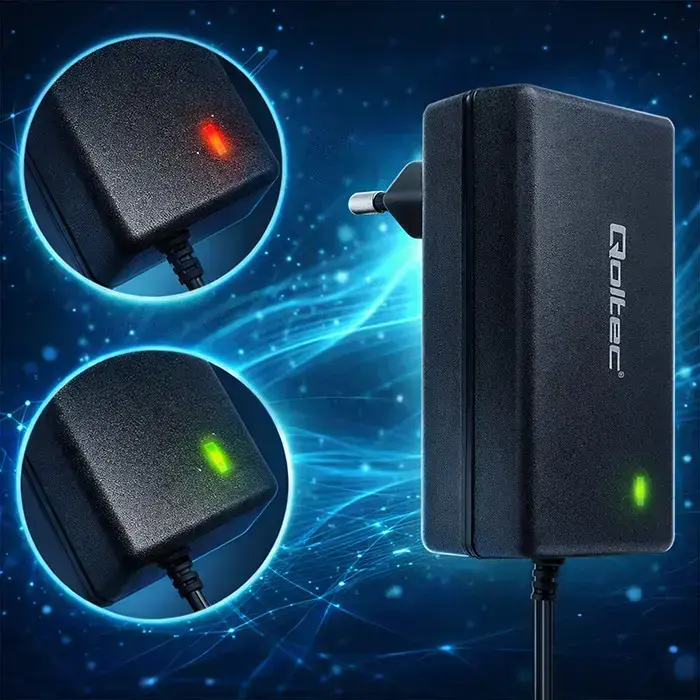 Qoltec Automatic charger for AGM GEL STD batteries | 24V charger | 19.2W | 5.5x2.1 | 1.8m cable Photo
