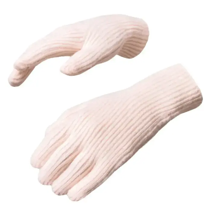 Braided phone gloves with cutouts for fingers - pink Фото num