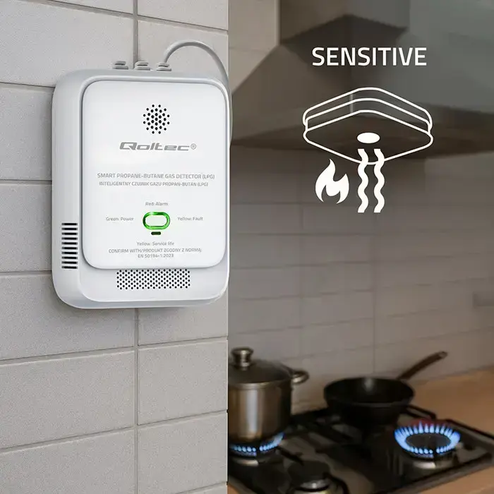 Qoltec Certified Propane-Butane Gas Leak Sensor | LPG detector | 85dB alarm | LED Фото num