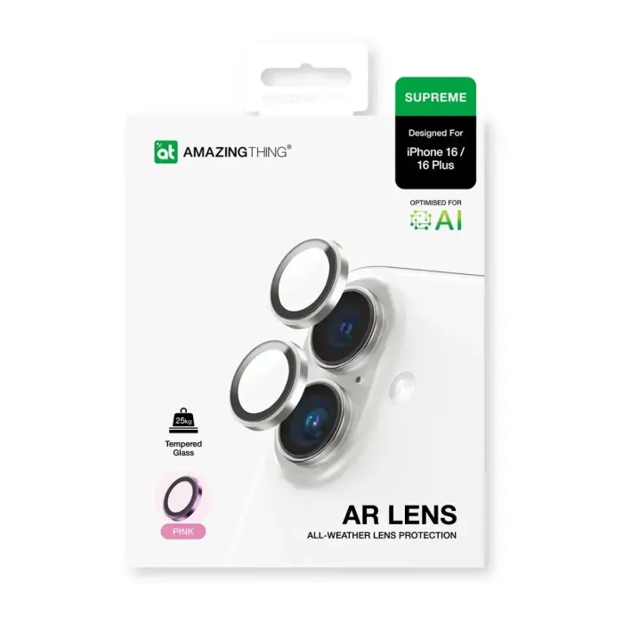 AmazingThing AR Aluminum 2 Lens Glass telefona maciņš iPhone 16, iPhone 16 Plus - Pink Foto 4